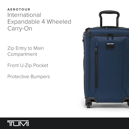 TUMI - Aerotour 4 Wheel Expandable Luggage - Men's and Women's Lightweight Business and Leisure Travel Suitcase - 21.75" Expandable Carry-On, Navy