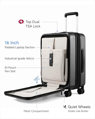 LUGGEX Carry On Luggage 22x14x9 Set Airline Approved, UDK+FLO5 Lightweight Under seat and Carry On Combo (UX-FX-Core, Set)