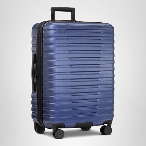 U.S. Traveler Boren Expandable Hardside Rugged Travel Luggage with 8 Spinner Wheels, Navy, Checked-Large 30-Inch