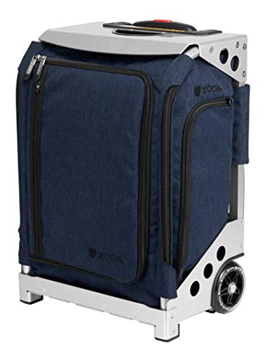 ZUCA Navigator 20-Inch Carry On Luggage Suitcase with Wheels Airline Approved, Built-In Seat Ultimate Organization Lightweight & Durable Ideal for Business & Leisure Travel Navy w/Silver Frame