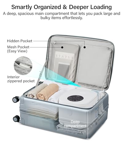 MILADA 20-Inch Expandable Carry On Luggage, Hard Shell Top-Opening Luggage with Wheels, TSA-Approved Small Travel Bag for Men and Women Carry-On Suitcase, Grey