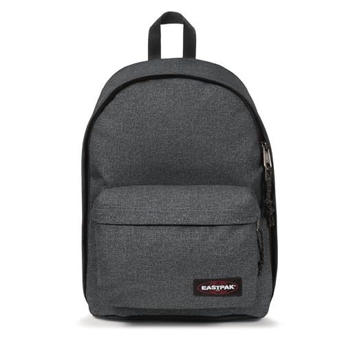 EASTPAK Out Of Office – 31L Backpack with Dual Compartments, 14-inch Laptop Tablet Sleeve, Utility Pocket, Bottle Holder, Black Denim