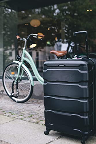 Samsonite Omni PC Hardside Expandable Luggage with Spinner Wheels, Black, Checked-Large 28-Inch