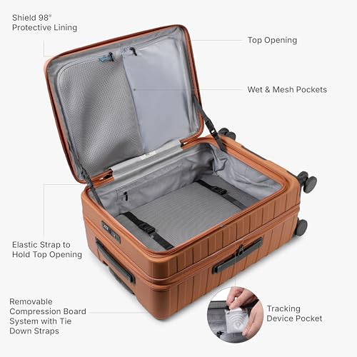 Traveler's Choice Novia Top Opening Expandable Polycarbonate Luggage with Spinner Wheels, Autumn Leaves, 21-Inch Carry-on