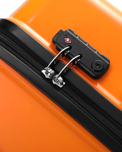 Coolife Carry On Luggage, Suitcase with Durable and Lightweight, carry on suitcase with PC+ABS Hardshell, Dual Spinner Wheels, TSA Lock, and YKK Zipper(orange new, S(20in)_carry on)