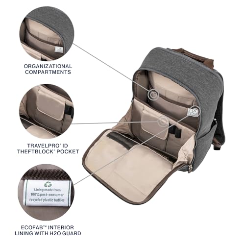 Travelpro Platinum Elite Slim Laptop Travel Backpack, Fits up to 16 Inch Laptop, Business, Water Resistant, Men and Women, Vintage Grey