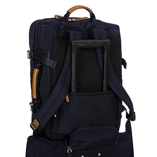 Bric's X-Travel Montagne Backpack 16 Inch, Water-Resistant Recycled Nylon Carry-On Daypack with Compression Straps, Padded Backpanel, Laptop Sleeve and Luggage Pass-Through - Navy