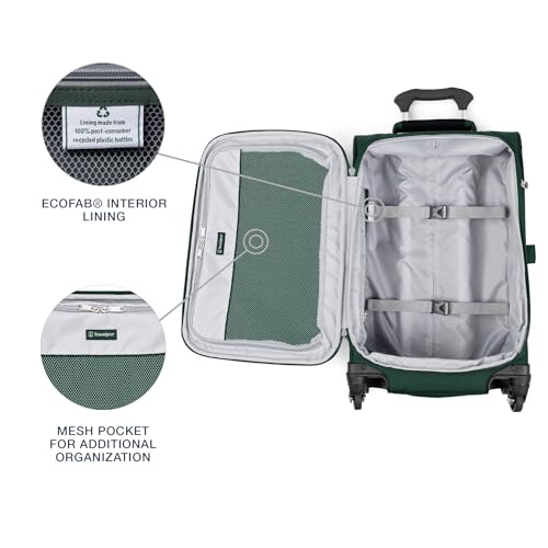 Travelpro Maxlite 5 Softside Expandable Luggage with 4 Spinner Wheels, Lightweight Suitcase, Men and Women, Forest Green, Carry-on 21-Inch