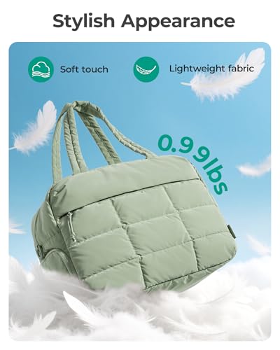 BAGSMART Gym Bag for Women, Carry on Travel Duffel Bag, Water-resistant Weekender with Shoe Compartment for Gym Travel Work, Green, Medium