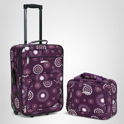 Rockland Fashion Softside Upright Luggage Set, Expandable, Purple Pearl, 2-Piece (14/19)