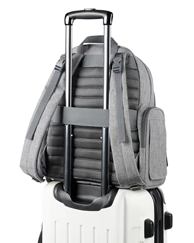 Skip Hop Diaper Bag Backpack with Portable Changing Pad, 9 Total Pockets, Easy-Access Wipes Pocket, Zippered Side Pocket, Luggage Sleeve & Stroller Straps, Fits a 15” Laptop, Luna, Heather Grey