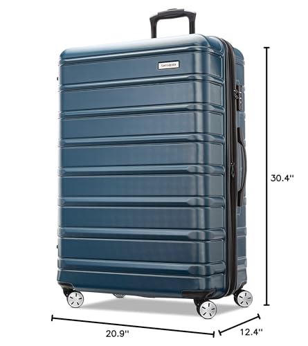 Samsonite Omni 2 28-Inch Large Checked Hardside Luggage with 360° Spinner Wheels - Scratch Resistant Hardshell - TSA Lock - Expandable Polycarbonate Shell for Lightweight Travel - Nova Teal
