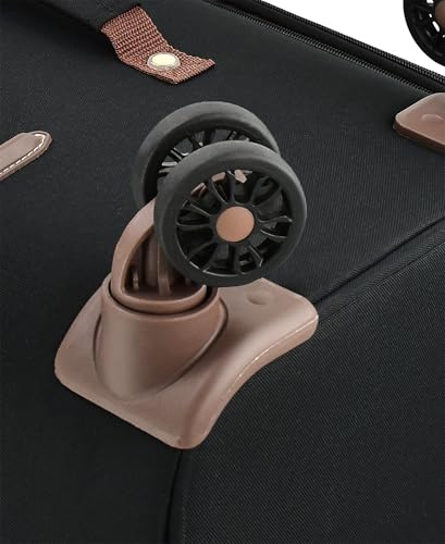 London Fog Nottingham 20 Inch Expandable Spinner Carry on Softside Suitcase, Black Chestnut