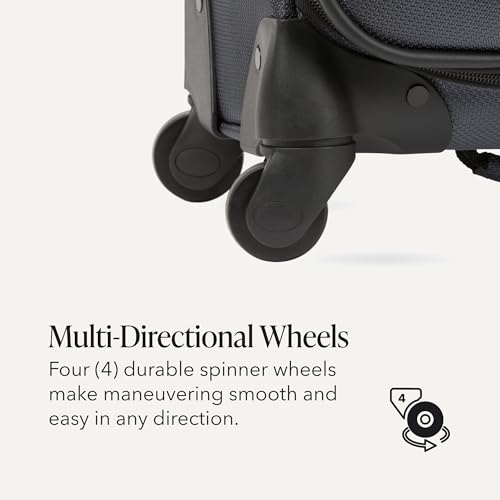 SWISSGEAR Sion Softside Expandable Spinner Luggage Durable Lightweight Travel Suitcase, Dark Grey, 2-Piece Set (Carry-On/Medium)