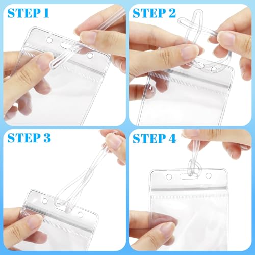 WYOMER 200-Piece Set of Clear Plastic Luggage and Badge Tag Holders, Ideal for ID Cards - Comes with 200 Matching Luggage Tag Loop Straps, Perfect Office, Business, and Travel Supplies