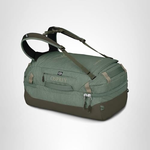 Osprey Transporter 44L Durable Squffel Bag - Water Resistant Square Split Travel Duffel Backpack, Pine Leaf Green