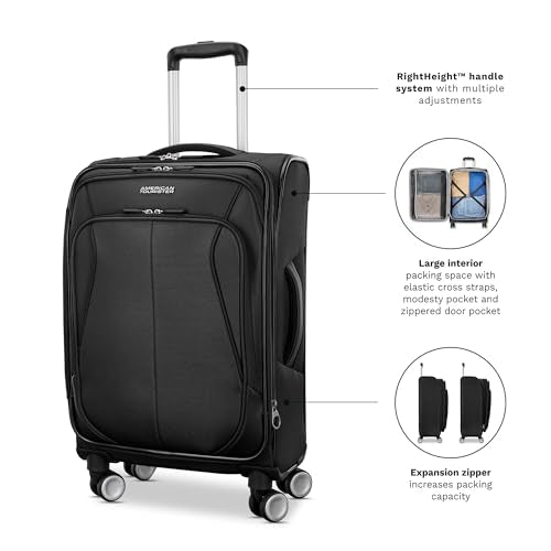 American Tourister 4 KIX 3.0 Checked-Medium 24-Inch Spinner (Black)