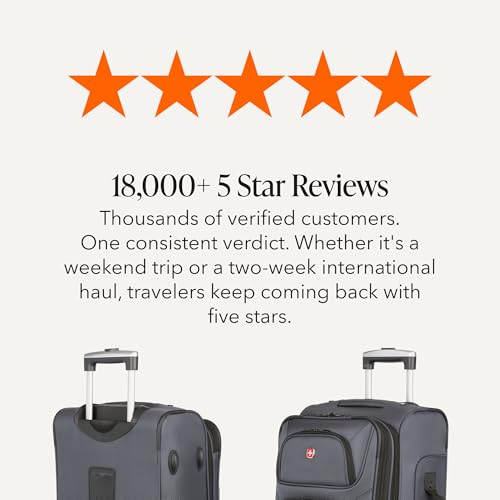 SWISSGEAR Sion Softside Expandable Spinner Luggage Durable Lightweight Travel Suitcase, Dark Grey, 2-Piece Set (Carry-On/Medium)