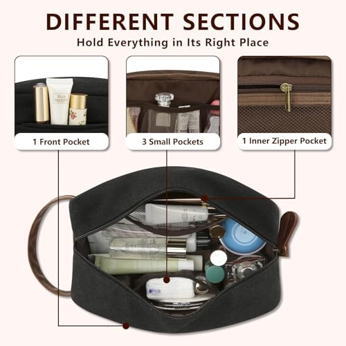 CLOUDWINGS Personalized Gifts for Men Dad - Initial Travel Toiletry Bag Hanging Dopp Kit, Waterproof Shaving Bag with Large Capacity, Fathers Day Birthday Gifts for Him Dad Husband Boyfriend (M)