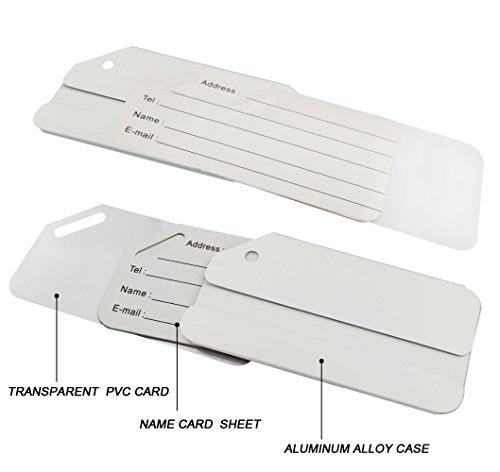 Aluminum Luggage Tags, Luggage Tag Holders for Travel Luggage Baggage Identifier by Ovener (2Pack Silver)