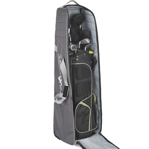 Samsonite Soft-Sided Golf Travel Bag with Wheels, Heavy-Duty 600D Polyester, Additional Top Padding, Shoe/Accessory Pocket, Foldable Gray