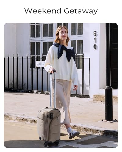 BAGSMART Underseat Carry on Luggage with Wheels, Soft Small Travel Luggage with PVC Wet/Dry Pockets, Lightweight Soft Personal Item Suitcase for Short Trip,Camer