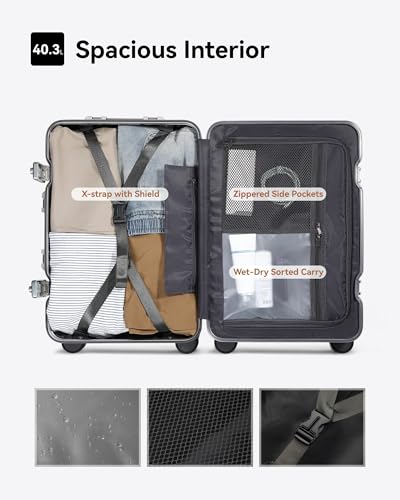 All Aluminum Carry On Luggage with Wheels, AV Zipperless Hardshell Suitcase with TSA Lock (ZX-Enhance, Silver, 20 Inch)