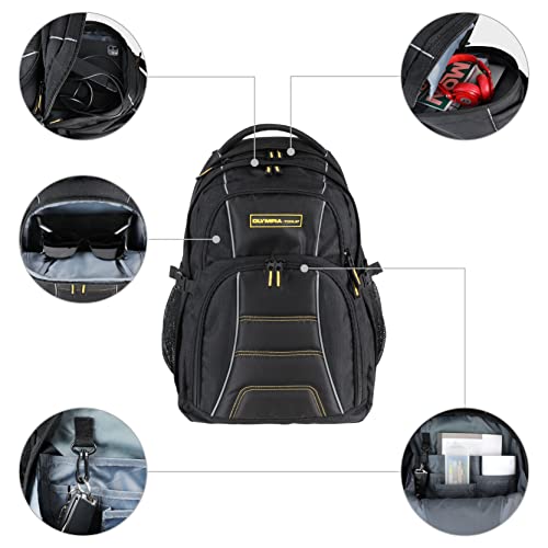 Olympia Tools Travel Laptop Backpack 18.5 inch, Business Anti Theft Slim Durable Laptops Backpack, Water Resistant College School Computer Bag Gifts for Men & Women Fits 17 Inch Notebook, Black