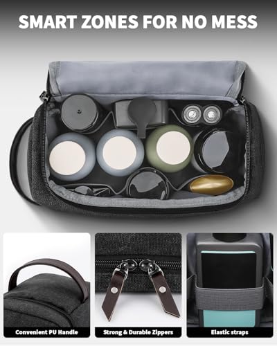 ZOMFELT Toiletry Bag for Men, Dual Layers Canvas Travel Toiletries Bag, Water-Resistant Travel Organizer with Elastic, Large Capacity Dopp Kit, Hanging Shaving Hygiene Bag, Black