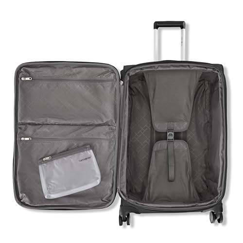 Samsonite Carry-On Soft-Sided Expandable 21-Inch Element Suitcase: Airline Approved for Most Major Airlines, Durable, 360° Spinner Wheels, Adjustable Handle, 2 Front & Side Pocket- Black