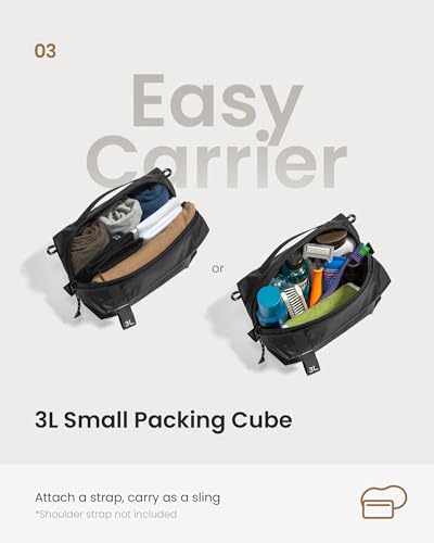 tomtoc 3 Set Packing Cubes for Travel Essentials, Odor-Resistant Compression Expandable Packing Cubes, Lightweight Travel Bag Pouch, Luggage Organizers Accessories for Backpack & Suitcase