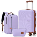 Eeeza Carry On Luggage Set 22x14x9 Airline Approved Luggage Sets 3 Piece,Suitcases with Wheels,ABS Hard Case Luggage with TSA Lock Spinner Wheels(20 Inch,BP/TB)
