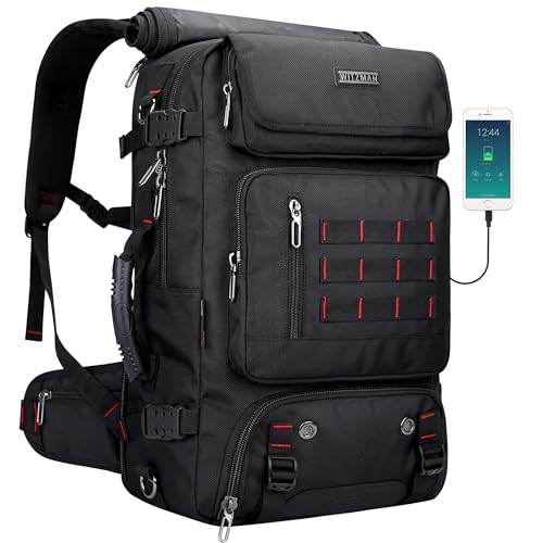 WITZMAN Carry on Travel Backpack for Men Women Airline Approved Convertible Nylon Duffle Backpack Luggage Bag (B682 Black)