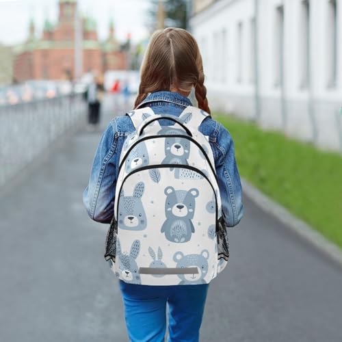 KLL Bear and Rabbit Pastel Blue fun kids backpack with large bookbags for middle school para bebes varon