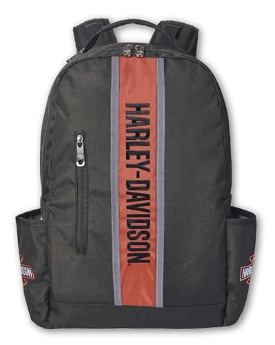 Harley-Davidson Classic Iconic H-D Sport Stripe Backpack, Rugged Polyester Black