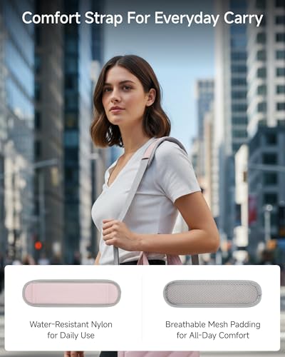 LUGGEX 56 Inch Shoulder Strap, Duffle Bag Strap, Universal Adjustable Replacement Bag Strap, Shoulder Bag Strap with Padded Metal Hooks for Crossbody Laptop Messenger Bag (SS01-Core, Pink)