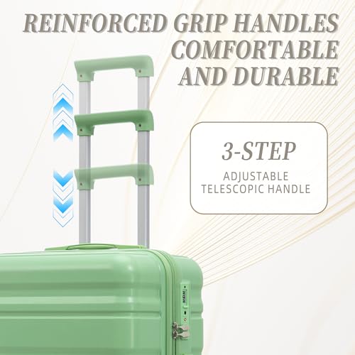Hardshell Luggage Sets, Lightweight Stripes Suitcases with Spinner Wheels, Green-181