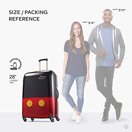 American Tourister Disney Hardside Luggage With Spinner Wheels, Mickey Mouse Pants, Checked-Large 28-Inch