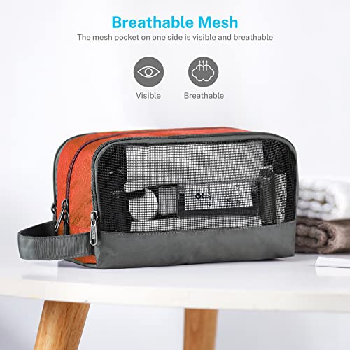 Gonex Travel Toiletry Bag Nylon, Shaving Bag Toiletry Organizer Orange