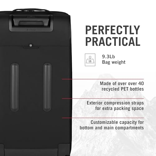Victorinox Crosslight Wheeled Duffel Bag - Travel Luggage with Wheels - Includes Shoe Storage - Premium Travel Essentials - 87 Liters, Black