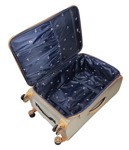 Dockers Seahorse Softside Expandable 8-Wheel Spinner Travel Checked Luggage, 3-Piece Set, New British Khaki