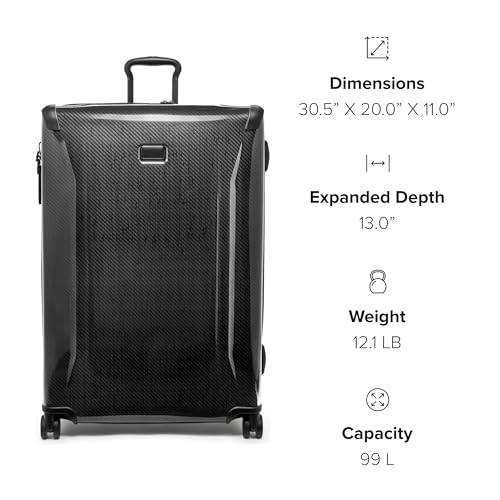 TUMI - Tegra-Lite 4 Wheel Luggage - Highly Durable Suitcase, Flexible Shell, Sleek and Lightweight Men's and Women's Expandable Rolling Bag - X-Large Expandable Checked, Black Graphite