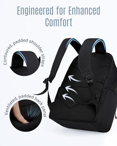 LIGHT FLIGHT Laptop Backpack for Women, 15.6 Inch Work Bag Business Backpack, Water Resistant Travel Bags for College, Black