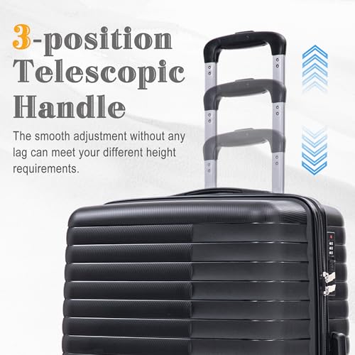 Hardside 4 Luggage Set, Lightweight Wave Suitcase with Spinner Wheels