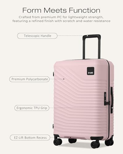 Coolife Luggage 3 Piece Set Hardside Lightweight Suitcases: Upgraded Durable PC Travel Luggage with Dual Spinner Wheels & TSA Lock, 20/24/28 (20'' Expandable Only), Pink