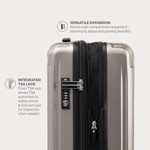 Travelpro Pathways 3 Hardside Expandable Luggage, 8 Spinner Wheels, Lightweight Hard Shell Suitcase 3 Piece Set (21/25/28), Champagne