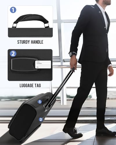 MATEIN Rolling Garment Bag with 2 Packing Cubes, Large Check-in Travel Garment Bags with 17.3 Inch Laptop Compartment, Wrinkle Free Wheeled Business Softside Suitcase Luggage for Men and Women, Black