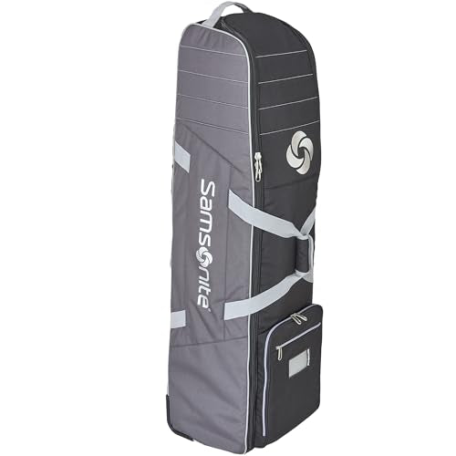 Samsonite Soft-Sided Golf Travel Bag with Wheels, Heavy-Duty 600D Polyester, Additional Top Padding, Shoe/Accessory Pocket, Foldable Gray