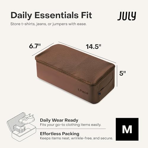 July Packing Cells - 4 Set Packing Cubes Luggage Organizer Bags (S, M, 2 x L), Must-Have Suitcase Organizer for Travel, Road Trip & Camping Accessories, Stain-proof, Washable, 3 Sizes - Dark Brown