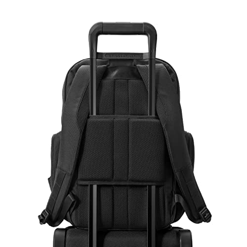 Briggs & Riley Traveler Backpack - Carry On Travel Backpack for Women & Men, Personal Item Travel Bag, Lightweight & Durable, Padded Straps, Fits up to 15" Laptop - Baseline Collection, Black